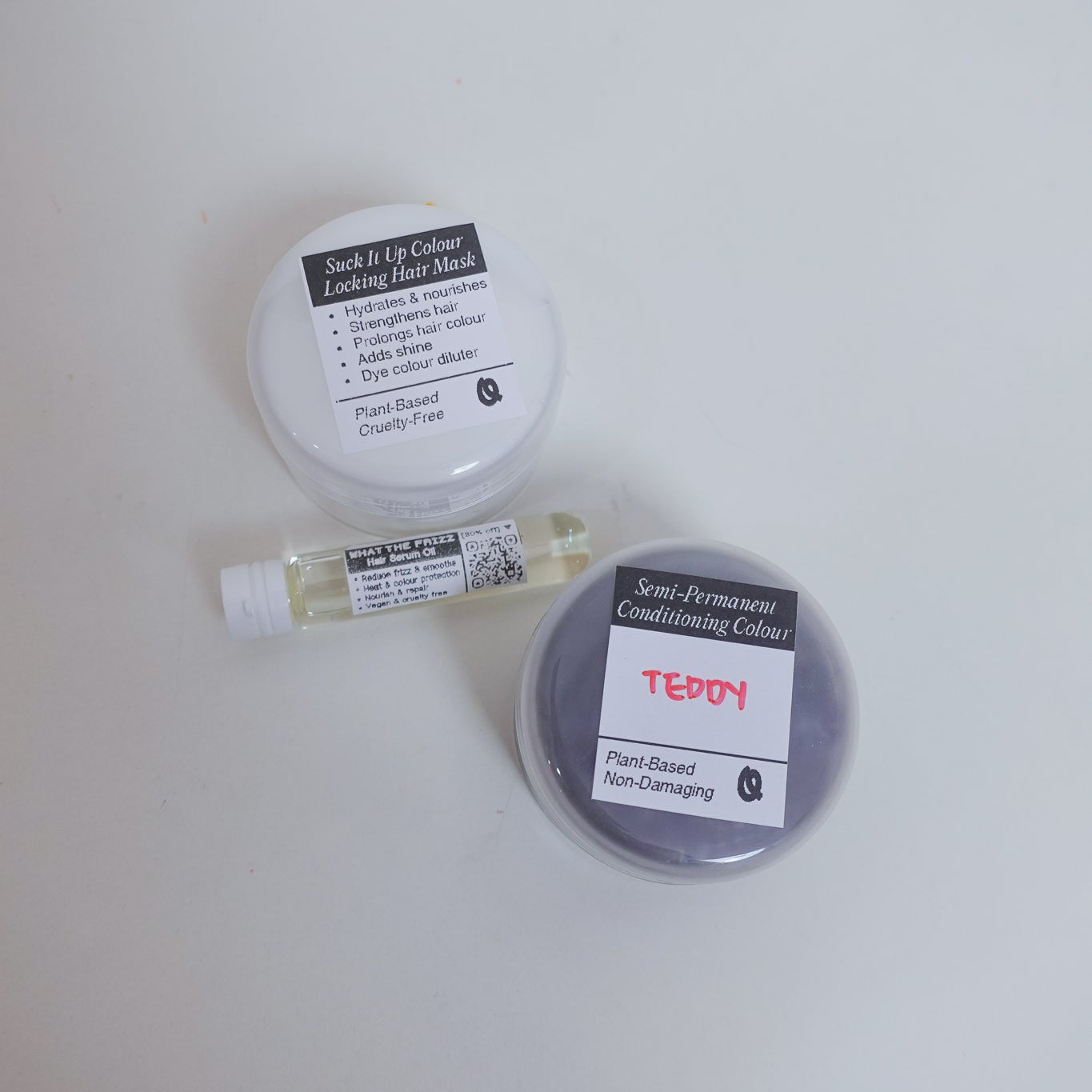 [Try Me Trio] Semi-Permanent Dye, Suck It Up Mask, What The Frizz Oil Samples - Qwerky Colour