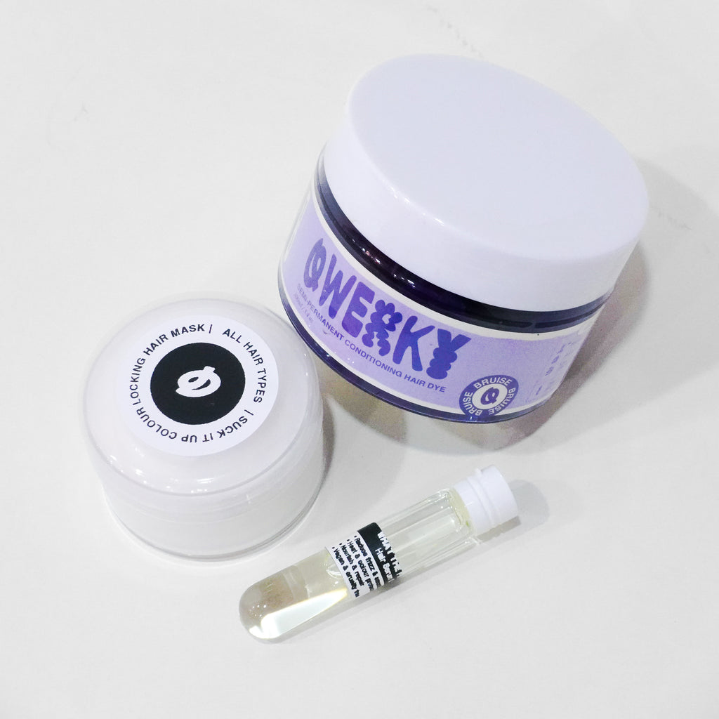 [Try Me Trio] Semi-Permanent Dye, Suck It Up Mask, What The Frizz Oil Samples - Qwerky Colour
