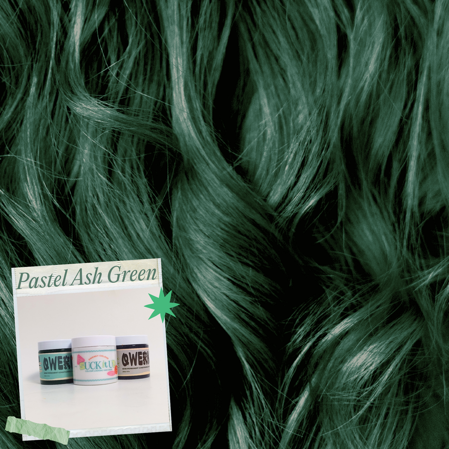 Pastel Ash Green hair colour result