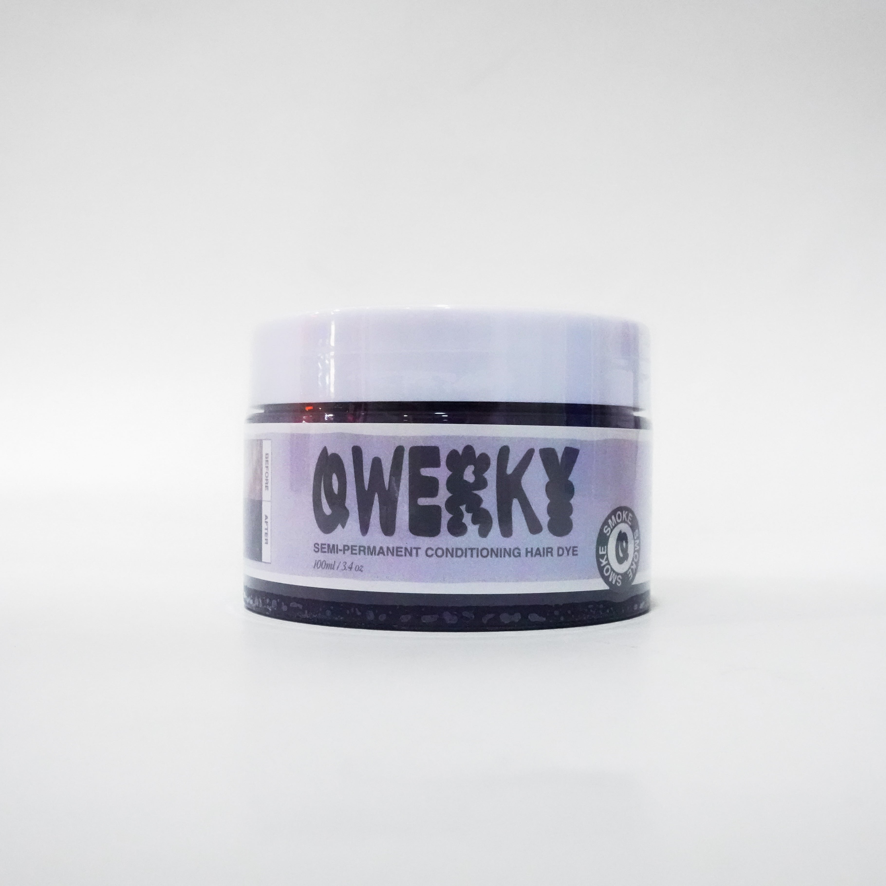 Jar of 'Qwerky' 100ml semi-permanent conditioning plant-based hair dye in Smoke on a white background