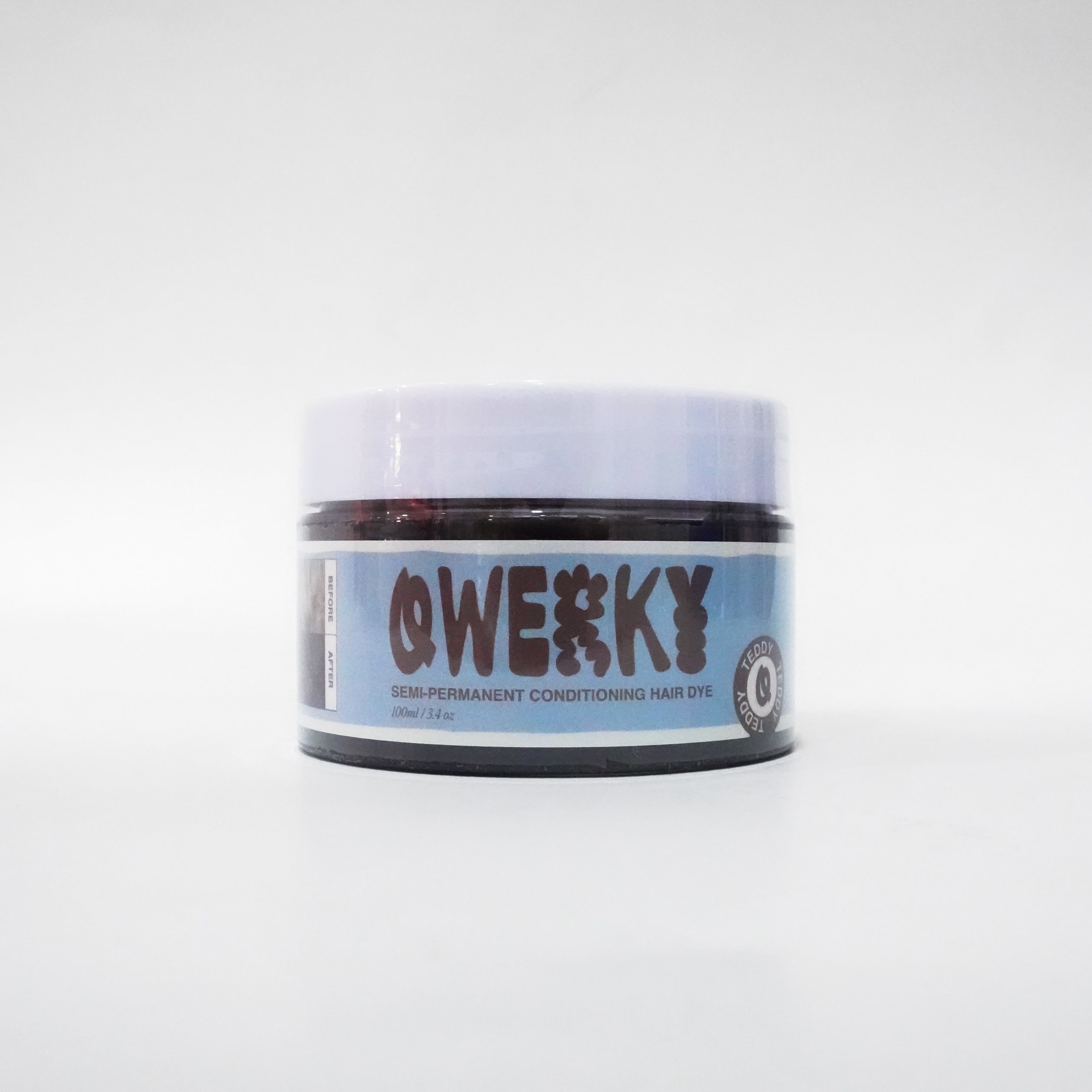 Jar of 'Qwerky' 100ml semi-permanent conditioning plant-based hair dye in Teddy on a white background