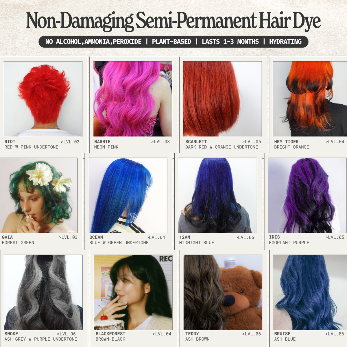 Non-Damaging Semi-Permanent Dye