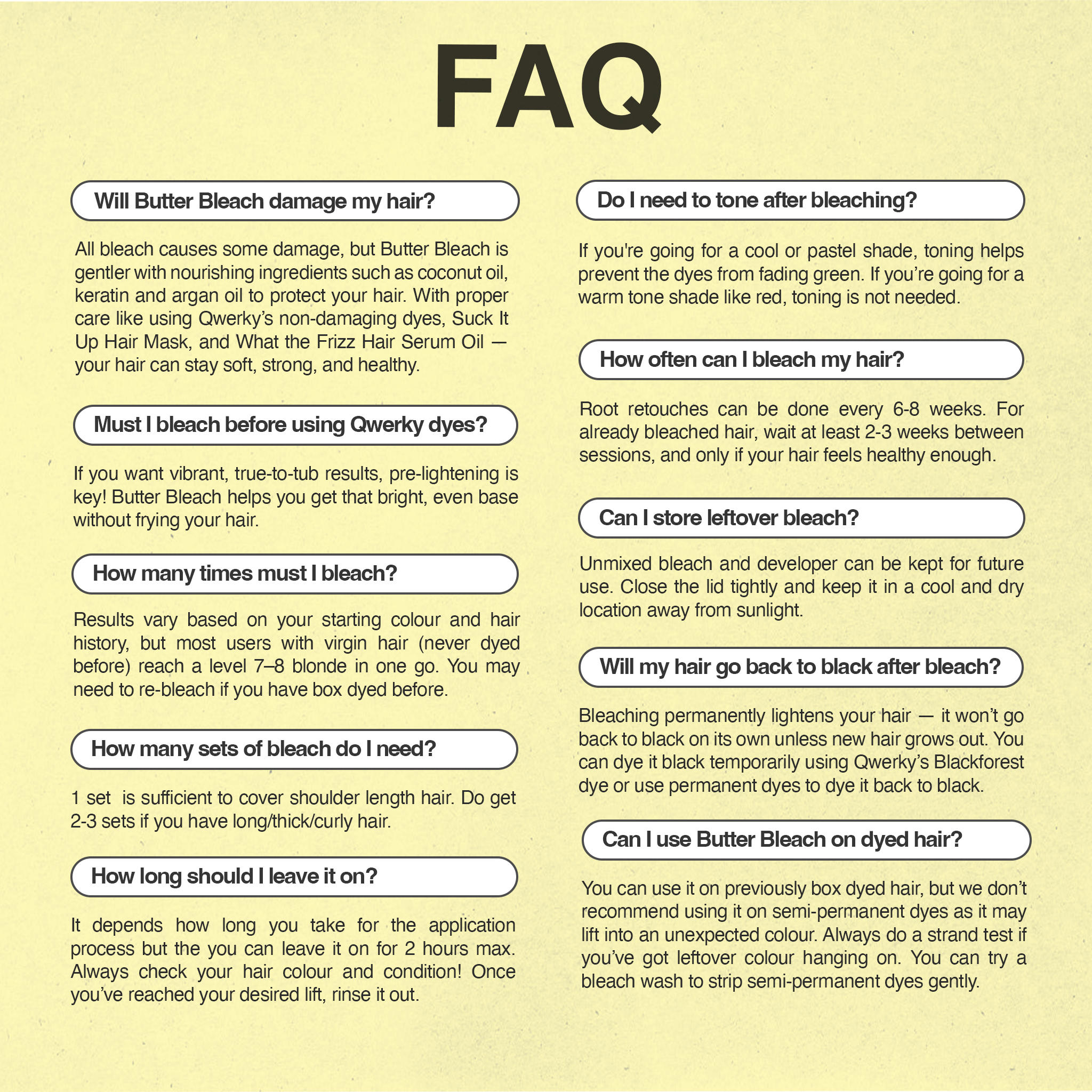 The Butter Bleach - Qwerky Colour Butter Bleach before and after - 4-7 levels hair lightening results