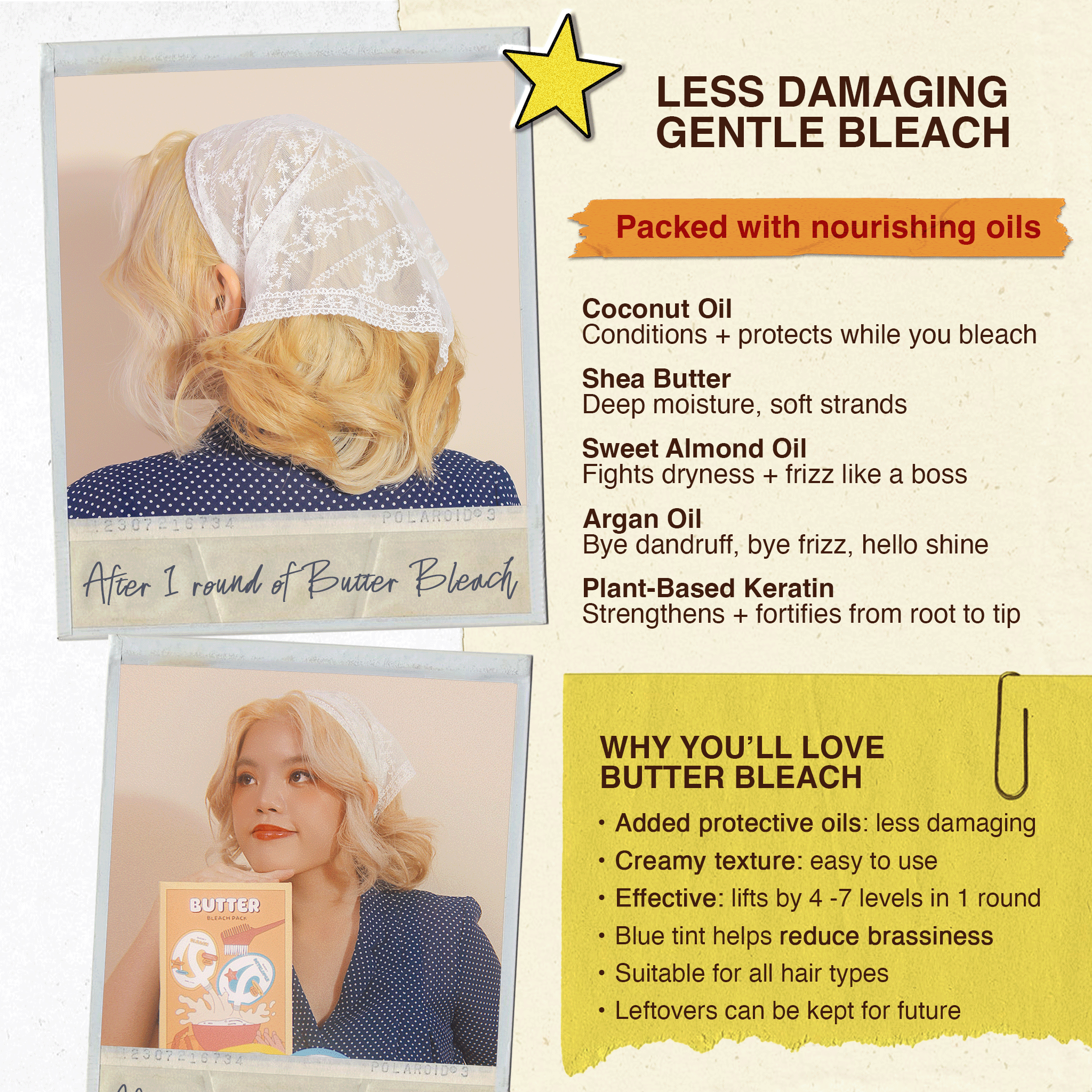 The Butter Bleach - Qwerky Colour Butter Bleach results - bright buttery blonde hair gentle formula