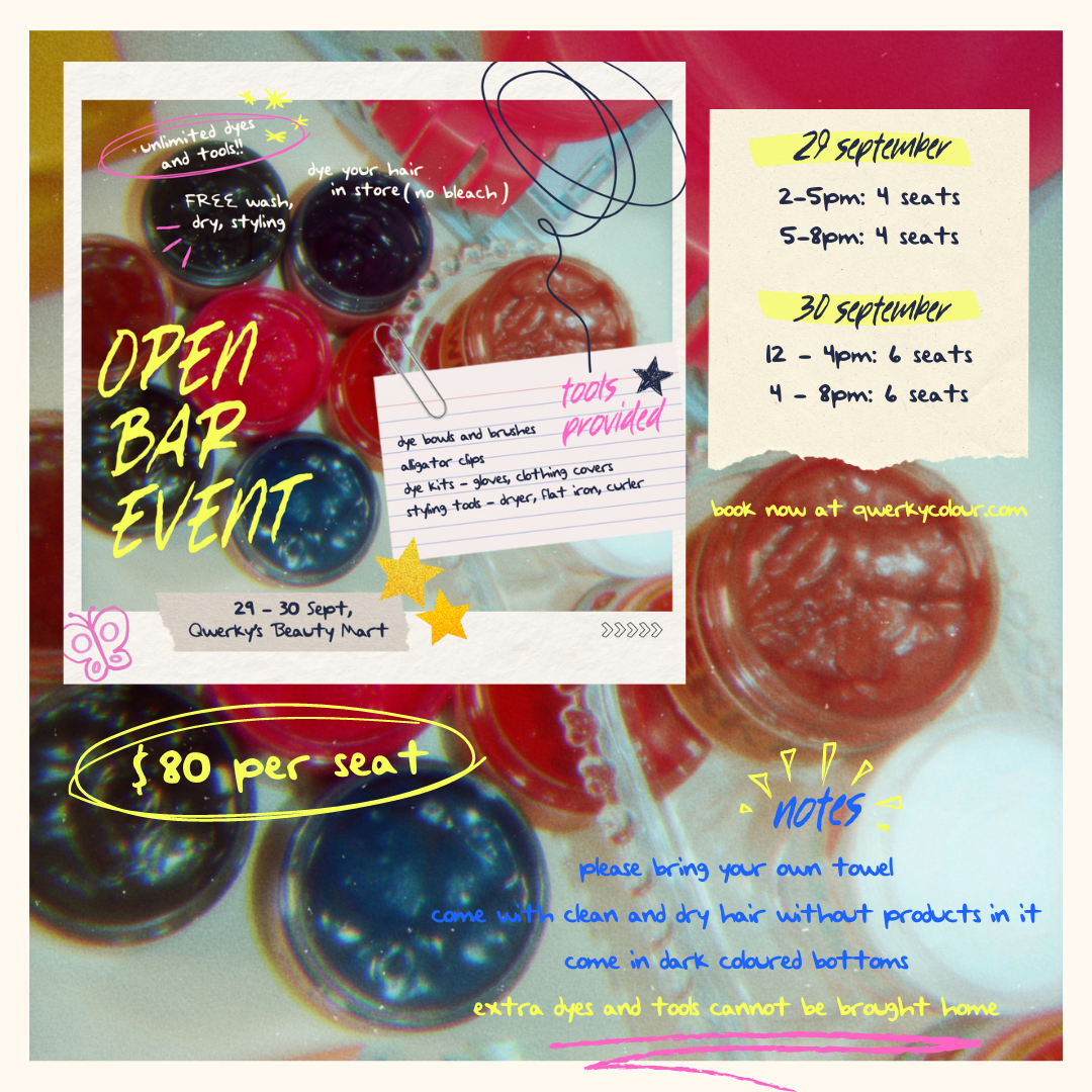 30 Sept — Open Bar Booking - Qwerky Colour