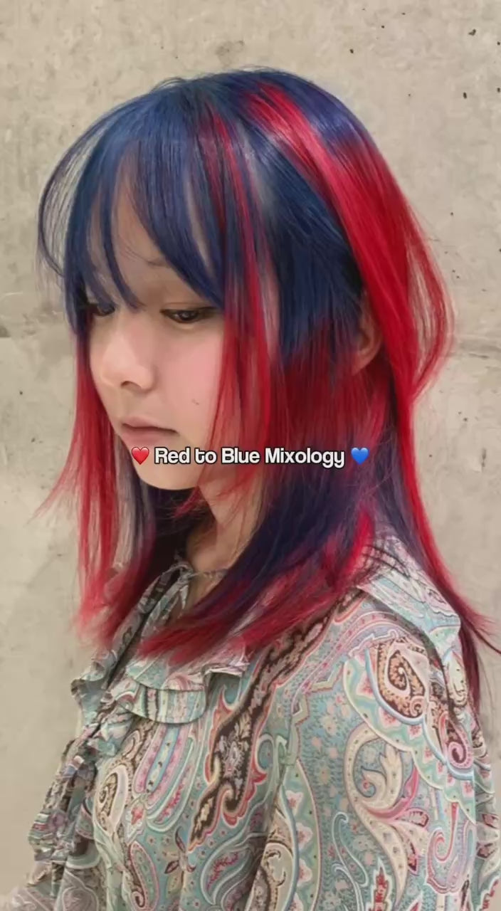 Red and Blue Split Dye Look